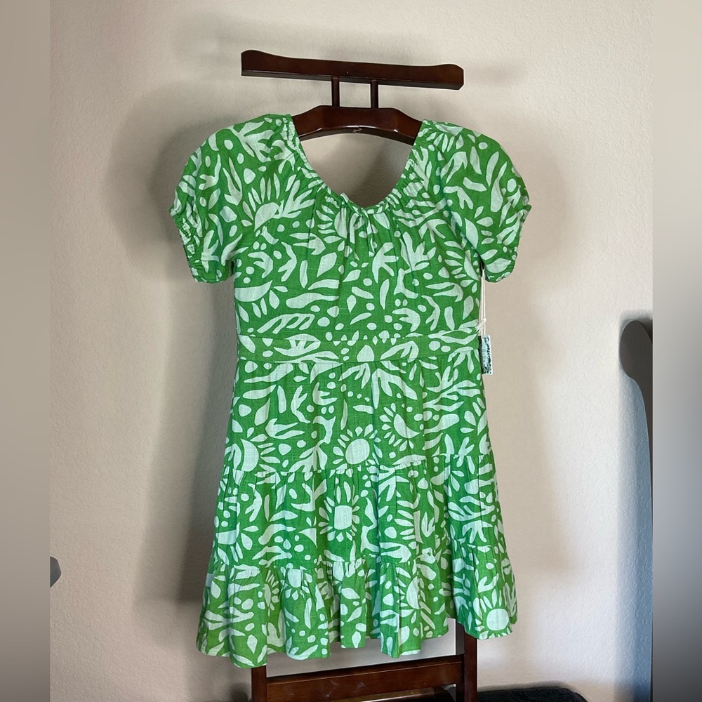 Girls Size 16 Green & White Floral Puff Sleeve Dress Chelsea & Violet